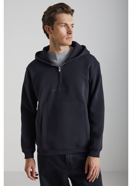 Pavle Erkek Pamuk-Polyester Kapüşonlu Siyah Sweatshirt