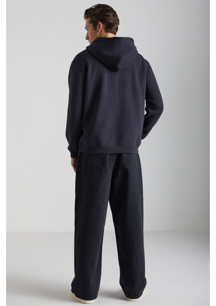 Pavle Erkek Pamuk-Polyester Kapüşonlu Siyah Sweatshirt