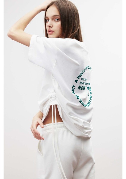 Pıece Oversize Beyaz T-Shirt