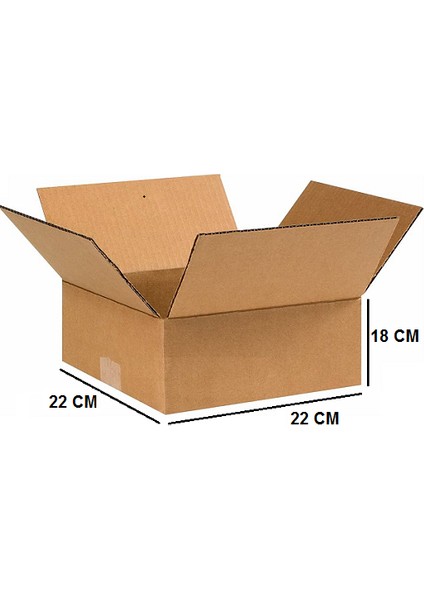 Ambalaj Markt Tek Oluklu E-Ticaret, Kargo Kolisi 22 x 22 x 18 Cm Esmer C Dalga 10 Adet