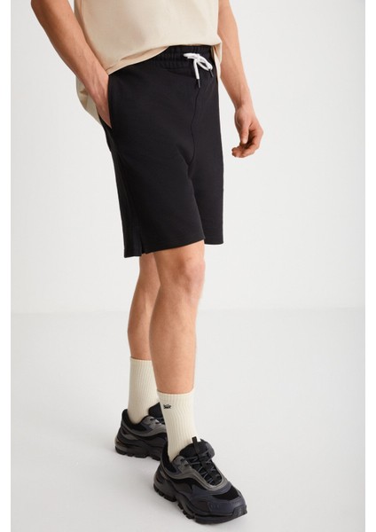 Uncertain Erkek Comfort Fit Siyah Şort & Bermuda