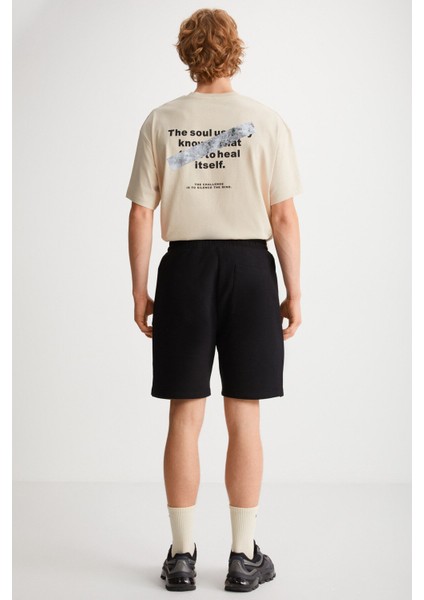 Uncertain Erkek Comfort Fit Siyah Şort & Bermuda