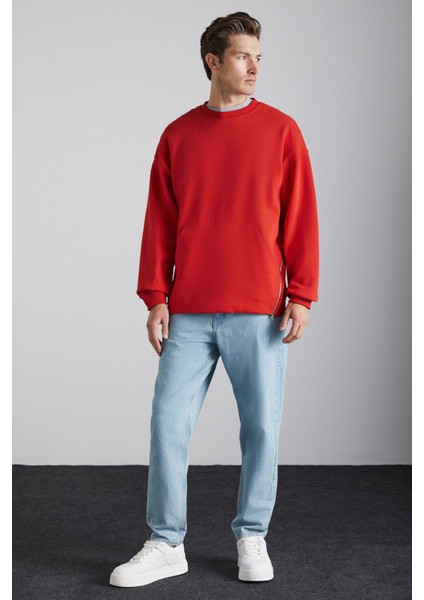 Santıagos Erkek Pamuk-Polyester Kırmızı Sweatshirt
