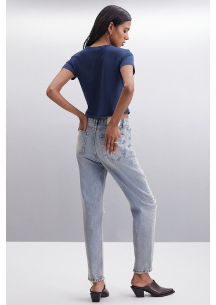 Yasmin Kadın Slim Lacivert Bluz