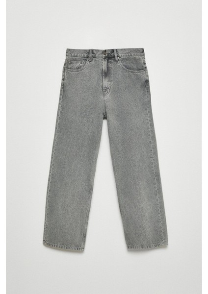 Mıkal Erkek Baggy Bol Paça Denim Gri Jeans