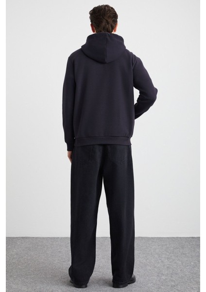 Yokohama Erkek Içi Polarlı Yumuşacık Regular Kanguru Cepli Kapüşonlu Antrasit Sweatshirt