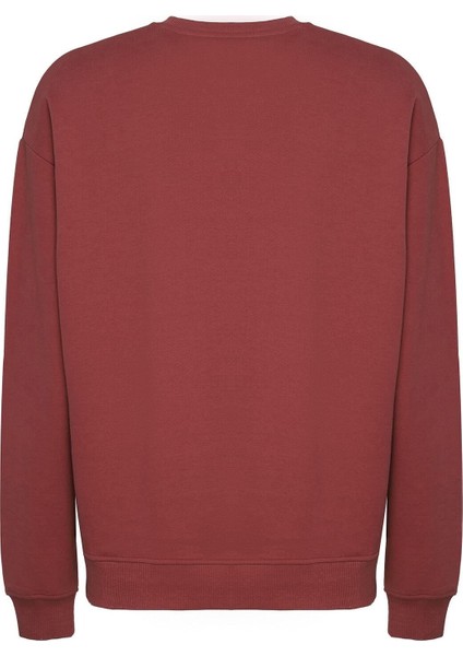 Raırok Erkek İçi Polarlı Comfort Oversize Nakışlı Bordo Sweat indirimleri