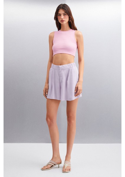 Tızıana Kadın Kolsuz Fitilli Crop Pembe Bluz fiyatları