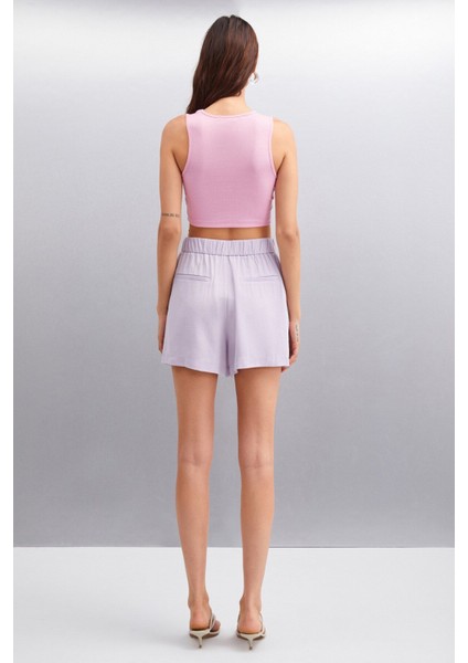Tızıana Kadın Kolsuz Fitilli Crop Pembe Bluz indirimleri
