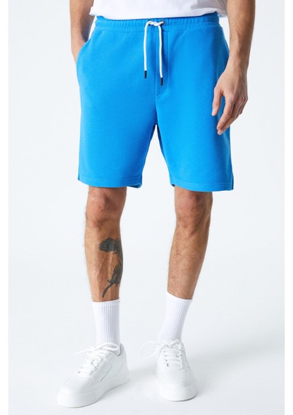 Uncertaın Erkek Comfort Fit Saks Mavi Şort & Bermuda