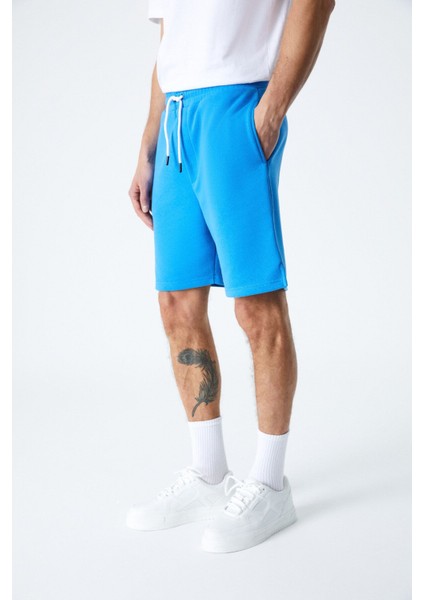 Uncertaın Erkek Comfort Fit Saks Mavi Şort & Bermuda