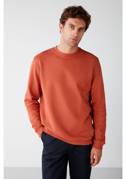 Travis Turuncu Renk Bisiklet Yaka Sweatshirt M