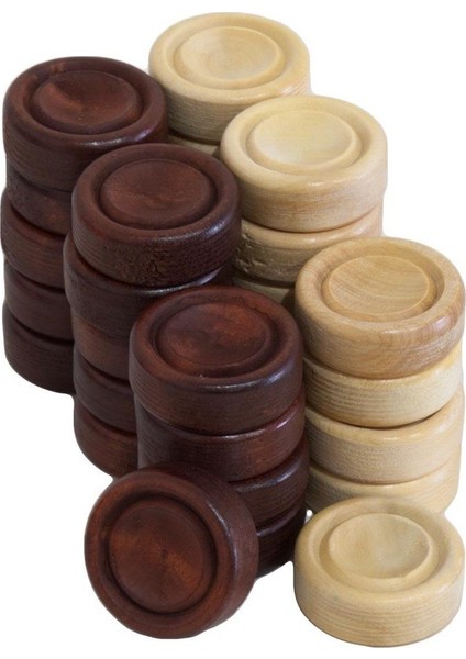 El Yapımı Şimşir Mini Tavla Pulu 17 mm Ahşap 30 Parça Açık ve Koyu Renk