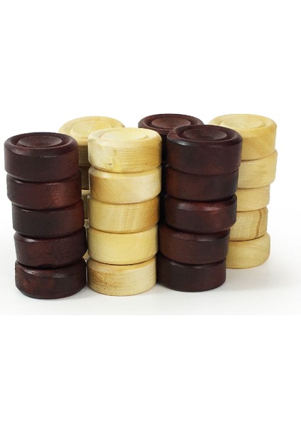 El Yapımı Şimşir Mini Tavla Pulu 17 mm Ahşap 30 Parça Açık ve Koyu Renk fiyatları