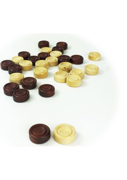 El Yapımı Şimşir Mini Tavla Pulu 17 mm Ahşap 30 Parça Açık ve Koyu Renk modelleri