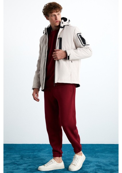 Nyborg Erkek %100 Polyester Çıkarılabilir Kapüşonlu Taş Rengi Mont