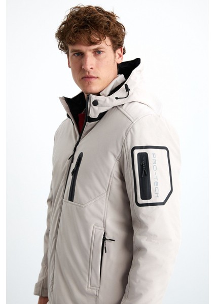 Nyborg Erkek %100 Polyester Çıkarılabilir Kapüşonlu Taş Rengi Mont