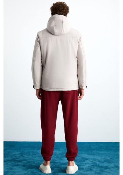 Nyborg Erkek %100 Polyester Çıkarılabilir Kapüşonlu Taş Rengi Mont
