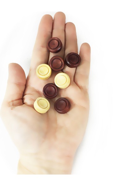 El Yapımı Şimşir Mini Tavla Pulu 17 mm Ahşap 30 Parça Açık ve Koyu Renk indirimleri