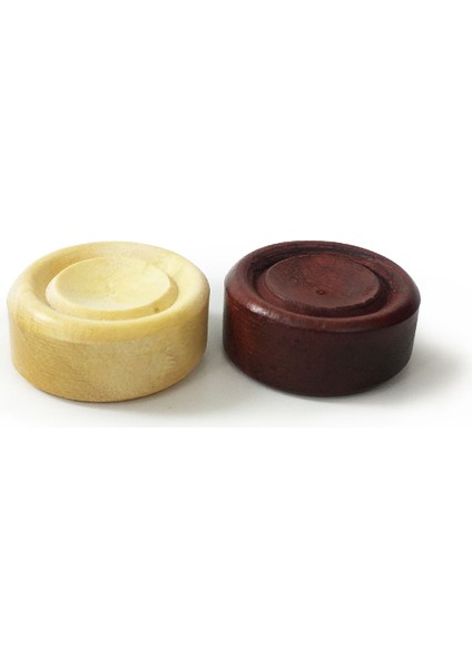 El Yapımı Şimşir Mini Tavla Pulu 17 mm Ahşap 30 Parça Açık ve Koyu Renk