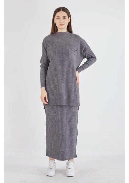 Cep Detaylı Selvim Triko Etekli Takım