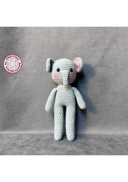 El Örgüsü Amigurumi Oyuncak Fil - 21 x 9 cm