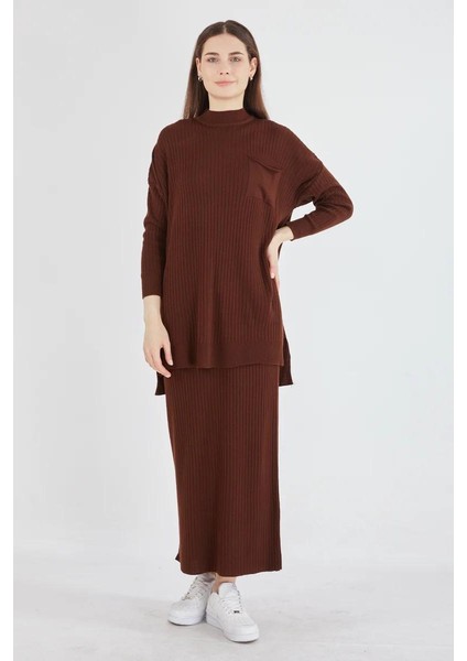 Cep Detaylı Selvim Triko Etekli Takım