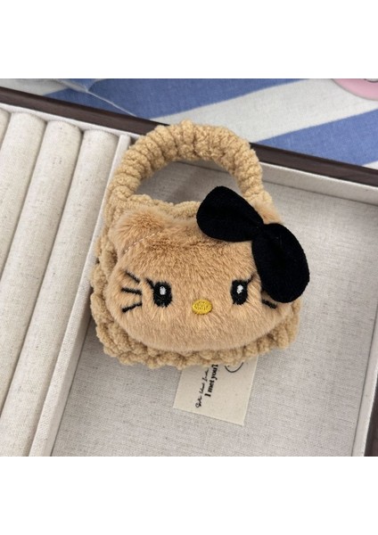 El Dokuma Kulaklık Çantası Sevimli Kedi Karikatür Para Cüzdanı Peluş Cüzdan Depolama Çantası (Yurt Dışından)