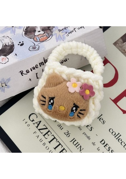 El Dokuma Kulaklık Çantası Sevimli Kedi Karikatür Para Cüzdanı Peluş Cüzdan Depolama Çantası (Yurt Dışından)