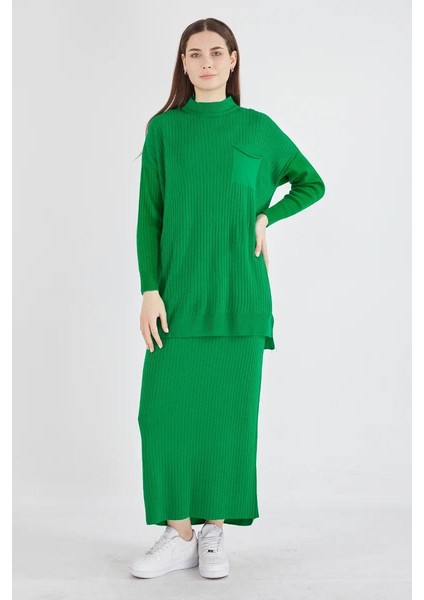 Cep Detaylı Selvim Triko Etekli Takım