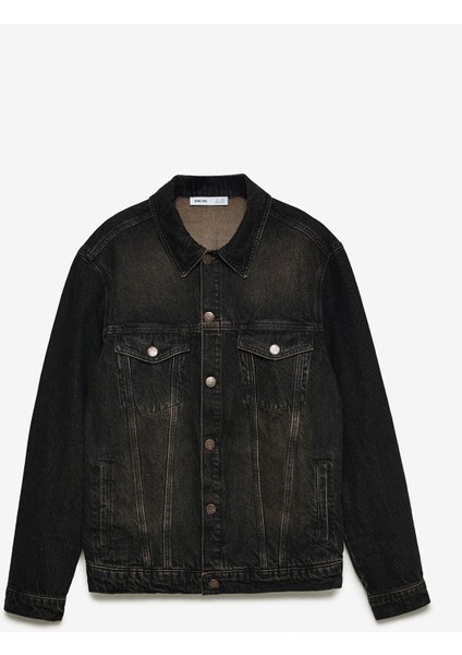 Jerıcho Erkek Denim Oversize Siyah Ceket