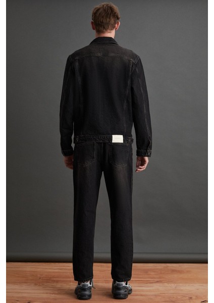 Jerıcho Erkek Denim Oversize Siyah Ceket