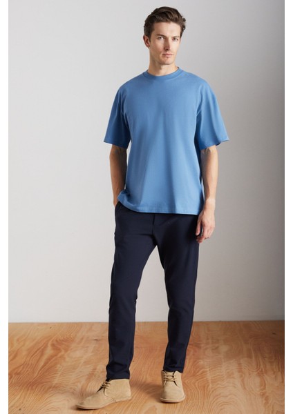 Jett Erkek Oversize Fit Pamuk Kalın Dokulu Indıgo T-shirt fiyatları