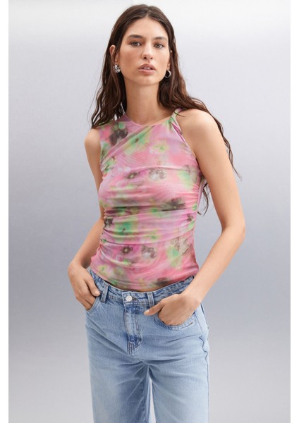 Jerı Kadın Polyester Slim Pembe Bluz