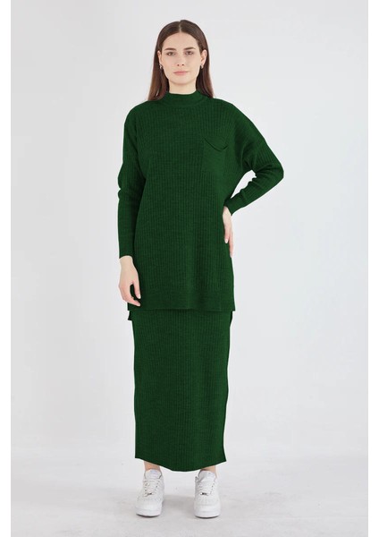 Cep Detaylı Selvim Triko Etekli Takım