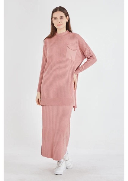 Cep Detaylı Selvim Triko Etekli Takım