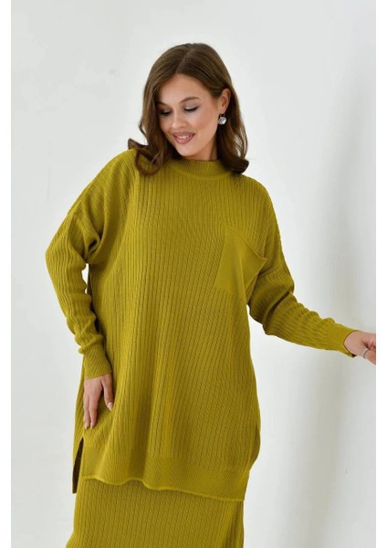 Cep Detaylı Selvim Triko Etekli Takım modelleri