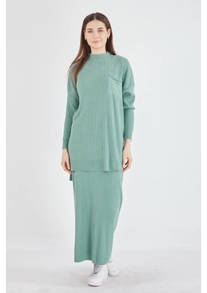 Cep Detaylı Selvim Triko Etekli Takım
