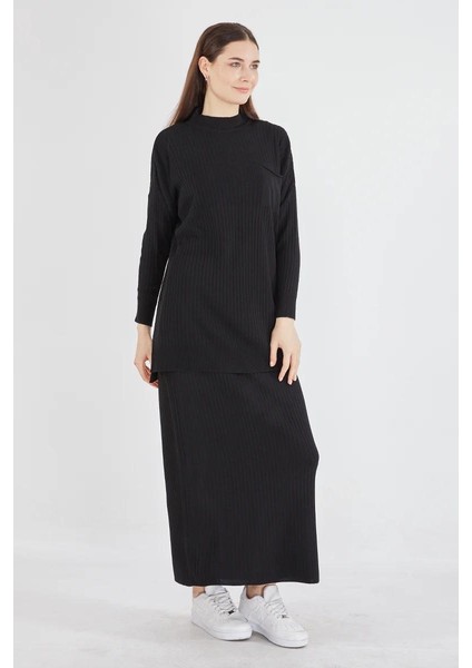 Cep Detaylı Selvim Triko Etekli Takım