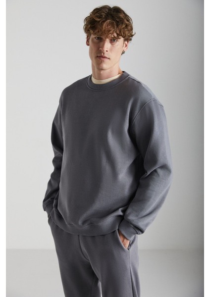 ADAMS Erkek İçi Polarlı Sıcak Tutan 3 İplik %80 Pamuk %20 Polyester Regular Gri Sweatshirt modelleri