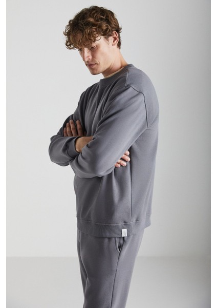 ADAMS Erkek İçi Polarlı Sıcak Tutan 3 İplik %80 Pamuk %20 Polyester Regular Gri Sweatshirt fırsatları