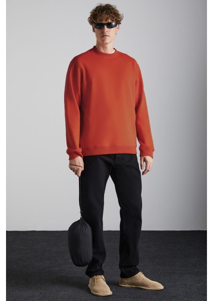 Adams Erkek Içi Polarlı Yumuşacık Pamuklu Regular Fit Turuncu Sweatshirt fiyatları