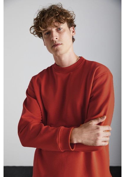 Adams Erkek Içi Polarlı Yumuşacık Pamuklu Regular Fit Turuncu Sweatshirt fırsatları