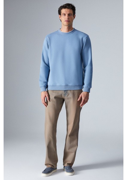 Adams Erkek Içi Polarlı Yumuşacık Organik Pamuklu Regular Fit Mavi Sweatshirt fiyatları