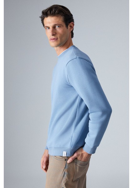 Adams Erkek Içi Polarlı Yumuşacık Organik Pamuklu Regular Fit Mavi Sweatshirt indirimleri