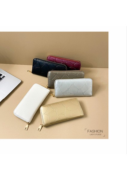 Bayan Cüzdan Moda Orta Uzunluk Taş Desen Cüzdan Clutch Çanta Büyük Kapasiteli Kart Tutucu Para Cüzdanı (Yurt Dışından)