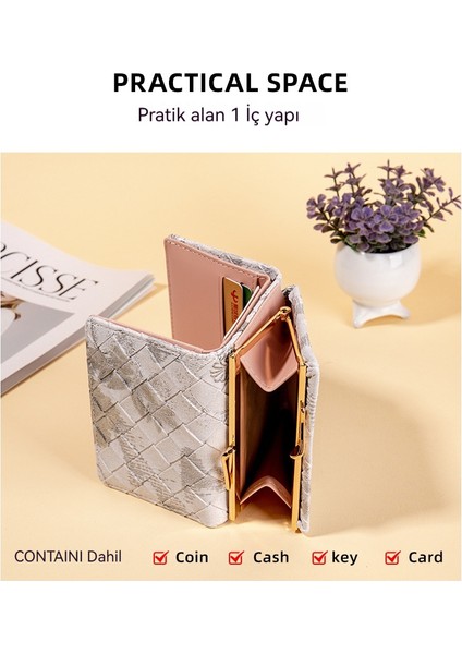 Üç Katlı Para Cüzdan Kadın Renkli Baskılı Kısa Kart Tutucu Çok Fonksiyonlu Cüzdan (Yurt Dışından)
