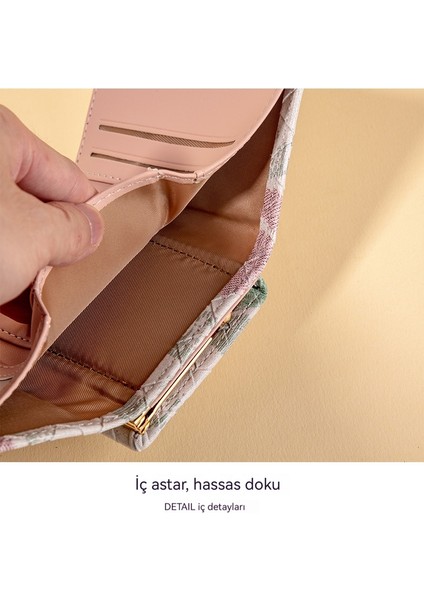 Üç Katlı Para Cüzdan Kadın Renkli Baskılı Kısa Kart Tutucu Çok Fonksiyonlu Cüzdan (Yurt Dışından)