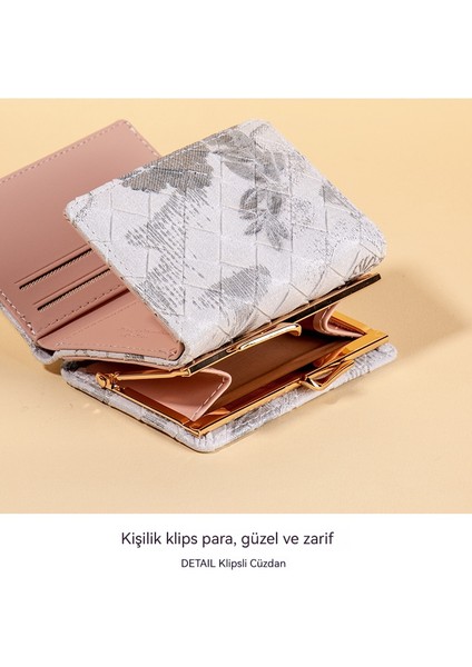 Üç Katlı Para Cüzdan Kadın Renkli Baskılı Kısa Kart Tutucu Çok Fonksiyonlu Cüzdan (Yurt Dışından)