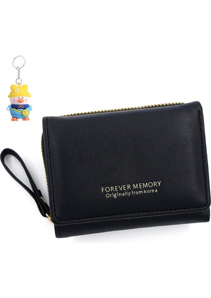 Basit Bayan Cüzdan Kısa Toka Çoklu Kart Yuvası Üç Katlı Para Cüzdan Kimlik Çantası Clutch Çantası (Yurt Dışından)